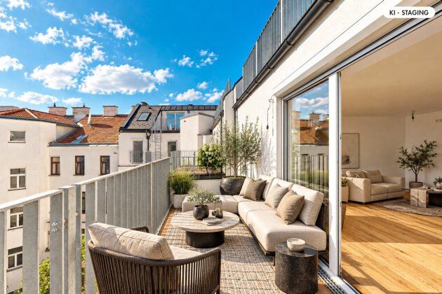 Zwei Freiflächen, zwei Ebenen: Maisonette mit Balkon und Terrasse